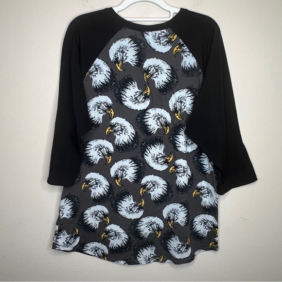 Lularoe Americana Eagle Randy Baseball Tee 2XL Black and Grey - Picture 4 of 5